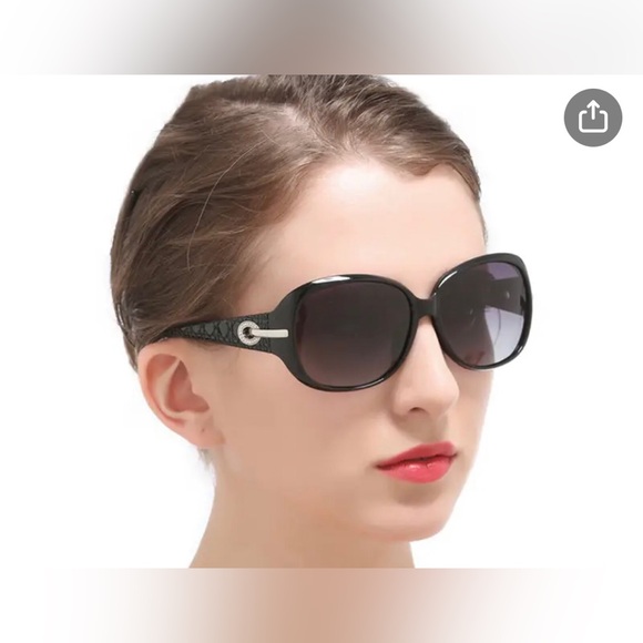 NWOT oversized white sunglasses with purple gradient lenses, silver accent. - Picture 4 of 7